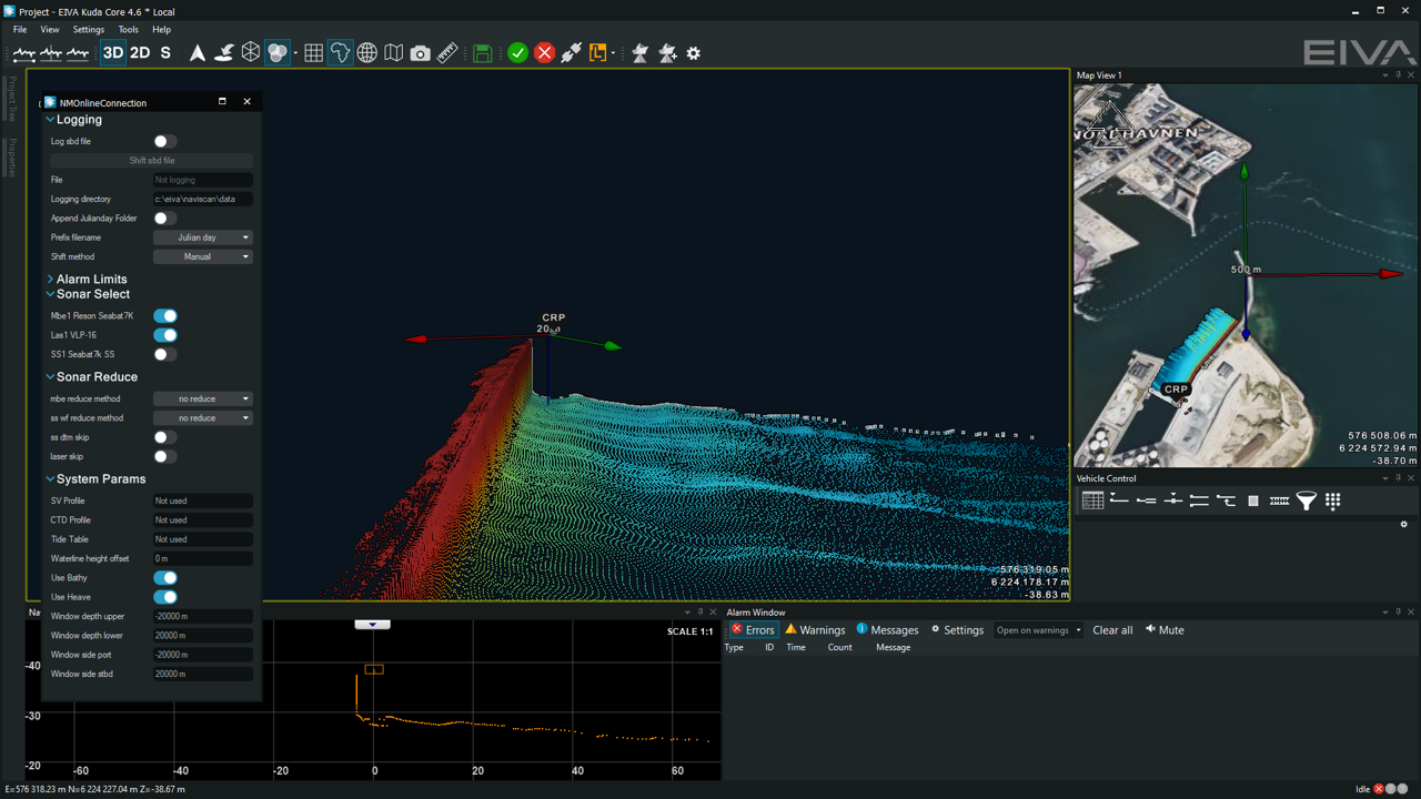 sensor setting sonar data display survey